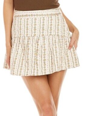 LoveShackFancy Cub Quilted Mini Skirt in Marigold Bouquet sz MEDIUM